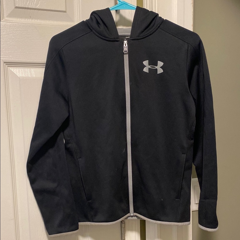 Under Armour Youth Large Black/Grey Zip Up Hoodie